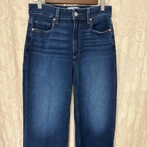 PAIGE ANESSA Woman’s High Waisted Five Pocket Wide Leg Dark Wash Jean 28 Petite